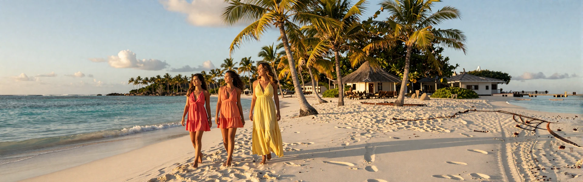 Beautiful Dominican women on Caribbean beach representing family-oriented brides seeking American husbands
